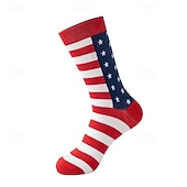 economico 250° Anniversario-Calzini a metà polpaccio con design a stelle e strisce della bandiera americana per il 250° anniversario degli Stati Uniti, comodi calzini in cotone per uomo e donna, ispirati alla bandiera americana per un look casual.