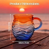 voordelige Mokken &amp; Bekers-Zeeglas zonsondergang mok 12 oz, handgemaakte mok met oceaan golfpatroon en kustthema, uniek getextureerd artistiek drinkgerei voor koffie, thee en cadeau voor liefhebbers van oceaan, strand en surfen