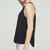 cheap Women's Shirt-Women's Solid Colored Tank Top Workout Tops Loose Fit Elastic Sweat-Wicking Breathable Tennis Pickleball Yoga Crew Neck Top Black White Yellow Tennis Clothing