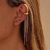 cheap Earrings-1PC Ear Cuff Ear Clips For Women's Street Date Beach Stainless Steel Tassel Fringe