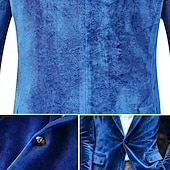billige Herre Klassiske Blazere-Herre Vinterfrakk Fløyelsblazere Formell Festkveldsklær Fest Klassisk Høst Høst vinter 100% Polyester Fløyel Helfarge Enkelt Brystet Enn-knapp Blazer Rød Kongeblå Lilla Grønn