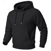 cheap Fleece Hoodie-Men's Hoodie Fleece Hoodie Fleece lined Hoodie Blue Apricot Black White Yellow Hooded Plain Kangaroo Pocket Casual Daily Sports &amp; Outdoor Polyester Streetwear Cool Sportswear All Seasons Clothing
