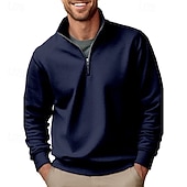 voordelige Klassieke polo voor heren-Voor heren Polo Poloshirts Vakantie Straat Kwart ritssluiting Lange mouw Modieus Basic Effen Lente Herfst Getailleerd blauw Zwart Wit Groen Lichtgroen Polo