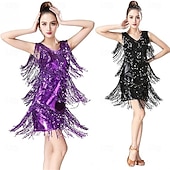 abordables Robes de Pratique-Robe de danse des années 1920 à franges à sequins pour femmes Samba Dancewear Costume de performance