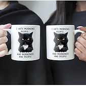  Caneca engraçada "Odeio pessoas matinais, manhãs e pessoas" - Caneca de cerâmica para café, ideal para trabalho, casa ou escritório - Presente divertido para amigos e colegas de trabalho.