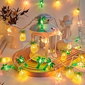 ieftine Fâșii LED-Șnur luminos tropical cu LED-uri, modele de ananas, flamingo, palmieri, luminițe de zână alimentate de baterii AA pentru decorul camerei, iluminat festiv multicolor, iluminat ambiental tematic ideal,
