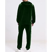 baratos moletons básicos-Homens Moletom Moletom com capuz e calças Conjunto de roupas Conjunto de moletons Capuz Ao ar livre Diário Esportes Com Cordão Bolsos Tecido Vermelho Vinho Preto Azul Royal Poliéster Roupas Esportivas