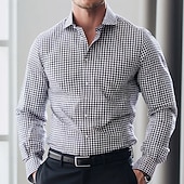 Χαμηλού Κόστους Γεωμετρικά σχήματα-Ανδρικά Γεωμετρικό Πλέγμα / καρό Πουκάμισο Πουκάμισο με κουμπιά Casual Φόρεμα Πουκάμισο Μακρυμάνικο Business Casual ΕΞΩΤΕΡΙΚΟΥ ΧΩΡΟΥ Καθημερινή Ένδυση Άνοιξη Φθινόπωρο Απορρίπτω 3D