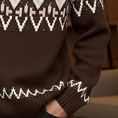 preiswerte Herrenpullover-Herren Weihnachtspullover Pullover Fair Isle Sweater Strickpullover Gemusterter Pullover Gerippt Stricken Normale Oberteile Gestrickt Argyle Rundhalsausschnitt Mode Basic Weihnachten Urlaub Bekleidung