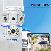 Недорогие IP-камеры для помещений-IP-камера с двумя объективами, полноцветная, ночное видение, обнаружение движения, двусторонняя голосовая беспроводная камера, наружная, внутренняя, домашняя охранная интеллектуальная Wi-Fi PTZ-камера