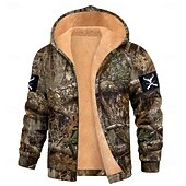economico Felpe da Caccia-Per uomo Mimetico Pile Felpa con Cappuccio Giacca di pelle Felpa Classico Militare Da caccia Girocollo All'aperto Campeggio Verde Rosso rosa Con zip Autunno Inverno progettista S M L XL 2XL 3XL