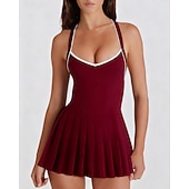 economico Abbigliamento Tennis da donna-Per donna Tinta unita Gonne a pieghe Abito sportivo Vestito all'americana Reggiseno incorporato Traspirante Tennis Atletico Corsa Vestito Nero Bianco Giallo Abbigliamento da tennis