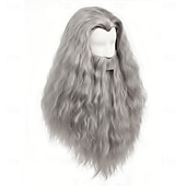 preiswerte Historische Perücken-Lange graue Herrenperücke und Bartset für Halloween-Cosplay (Weihnachtsmann, Zauberer)