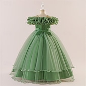 halpa Juhlamekot-Lapset Tyttöjen Mekko Juhlamekko Yhtenäinen väri Hihaton Muodollinen Suoritus Erikoistilaisuus Pitsi Silmukka Muoti Päivittäin Prinsessa Polyesteri Maxi Juhlamekko Kellomekko Tyllimekko Kesä Kevät 4