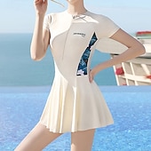 baratos Surfistas Tankinis &amp; Bikinis-Mulheres Anti Atrito Roupa de banho Roupa de Banho Roupa de Banho Preto Branco Proteção UV Compressão abdominal Surfe Canoagem Snorkeling Verão