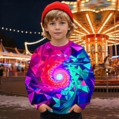 billiga Pojkens 3D Vision &amp; Geometri-Pojkar 3D Grafisk Geometrisk 3D Print Tröja Långärmad Vår Höst Mode Grundläggande Barn 4-12 år Rund hals Utomhus Ledigt Dagligen Normal