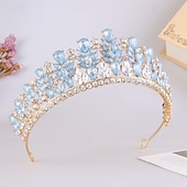 abordables Tiara &amp; Coronas-Tiaras de la corona Vestimenta de Cabeza Legierung Boda Cumpleaños Elegante Estilo lindo Con Cristal Celada Sombreros