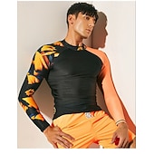 billige One Pieces Rash Guards-Herre Rash-guard Svømmeskjorte UPF50+ Hurtigtørkende Lettvekt Langermet Ikke-Klø Klær Badedrakt Surfing Strand Vannsport Svømming Lapper Sommer