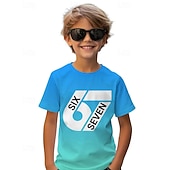  Unisexe Garçons 3D Graphique Dégradé de couleur Argot drôle 67 T-shirt Manche Courte Impression 3D Été Printemps Sports Mode Streetwear Enfants 4-12 ans Col Rond Extérieur Occasionnel Quotidien Coupe