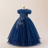 halpa Juhlamekot-Lapset Tyttöjen Mekko Juhlamekko Yhtenäinen väri Hihaton Muodollinen Suoritus Erikoistilaisuus Pitsi Silmukka Muoti Päivittäin Prinsessa Polyesteri Maxi Juhlamekko Kellomekko Tyllimekko Kesä Kevät 4