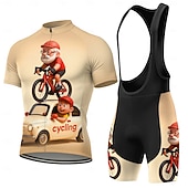 abordables Conjuntos de ropa para hombre-Hombre Maillot de Ciclismo Maillot de ciclismo con culotte corto con tirantes Manga Corta MTB Bicicleta Montaña Ciclismo Carretera Verano Primavera Café Caricatura Geométrico Cosecha Bicicleta Filtro