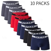 cheap Men's Boxers Underwear-Men's 10 Pack Basic Panties Boxers Underwear Briefs Elastic Waist Terylene Breathability Comfortable Letters Multi color