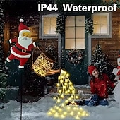 preiswerte Urlaubslichter-Solar-Gartenbeleuchtung, Weihnachtsmann-Laterne, IP44 wasserdicht, warmweiße oder farbig blinkende Lichterkette für die Weihnachts-Gartendekoration