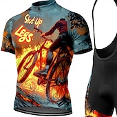 Χαμηλού Κόστους Ανδρικά σύνολα ένδυσης-Ανδρικά Φανέλα ποδηλασίας Αθλητική φανέλα και σορτς ποδηλασίας Κοντομάνικο Ποδηλασία Βουνού Ποδηλασία Δρόμου Καλοκαίρι Άνοιξη Θαλασσί Ρουμπίνι Βυσσινί Κινούμενα σχέδια Πεπαλαιωμένο Ποδήλατο