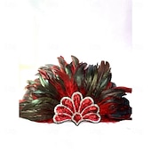 voordelige Accessoires-Carnaval 2026 Rio Carnaval Samba Accessoires Bruin Oranje Veer Hoofdband voor Dames - Gouden Pailletten Showgirl Hoofddeksel - Mardi Gras Accessoire Brazilië Festival Prestatie Kostuum