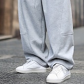 economico Gamba Dritta-Per uomo Pantaloni da tuta Pantaloni in Pile Joggers Pantaloni Coulisse Elastico in vita Multi-tasche Tinta unica Comodità All'aperto Lunghezza intera Casuale Quotidiano Vacanza Moda Grigio