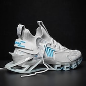 Χαμηλού Κόστους Ανδρικά Παπούτσια Τρεξίματος-Ανδρικά λευκά και γκρι αθλητικά αθλητικά παπούτσια - παπούτσια υψηλών επιδόσεων με αναπνεύσιμο σχεδιασμό για τρέξιμο, υπαίθριες δραστηριότητες και καθημερινή χρήση