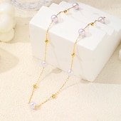 billiga Kvinnors halsband-Förgyllt pärlhalsband med fina pärlor – eleganta minimalistiska smycken för kvinnor