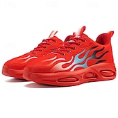 abordables Chaussures de Course pour Hommes-Homme Basket Course Marche Occasionnel Tricoté Confortable Antidérapant Respirant À lacets Noir Blanche Rouge Été Printemps Automne