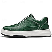 tanie Casualowe sneakersy-męskie zielone trampki ze sztucznej skóry – stylowe i wytrzymałe, idealne na co dzień, na niezobowiązujące wyjścia i do modnego stylu ulicznego