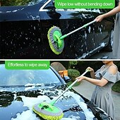 cheap Cleaning Supplies-2 in 1 Car Cleaning Brush Mop Extendable Chenille Car Wash Duster Soft Bristle Cleaning Sponge Glove Tool for Dust Dirt Snow Removal Vehicle Care