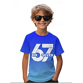  Unisexe Garçons 3D Graphique Dégradé de couleur Argot drôle 67 T-shirt Manche Courte Impression 3D Été Printemps Sports Mode Streetwear Enfants 4-12 ans Col Rond Extérieur Occasionnel Quotidien Coupe