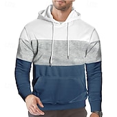 preiswerte Basic-Hoodies für Herren-Herren Kapuzensweatshirt Pullover Kapuzensweatshirt Aprikose Weinrot Schwarz Weiß Armeegrün Mit Kapuze Farbblock Einfach Patchwork Farbblock Kängurutasche Sport &amp; Outdoor Lässig Täglich Streetwear