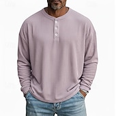 economico T-shirt in velluto a coste-Per uomo Maglietta Camicia di Velluto a Coste Camicia a Maniche Lunghe Manica Lunga Henley Primavera Autunno Inverno Semplice Striscia di Fossa Moda Designer Essenziale Puro Vacanza Streetwear Casuale