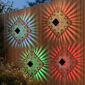 levne Venkovní nástěnná světla-2 ks solární čtvercové nástěnné světlo venkovní vodotěsné nádvoří světlo s dutou projekcí nástěnné světlo vánoční domov zahrada veranda balkon vnější stěna dekorace krajinářské světlo