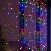 abordables Enchufe eléctrico-luces de cortina 3 * 3M 300 Leds 8 funciones control remoto temporal Enchufar Luces de cortina de hadas decoración de fiesta de boda interior y exterior
