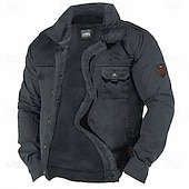 Χαμηλού Κόστους ανδρικά γραφικά μπουφάν &amp; παλτό-Ανδρικά Γραφική 1776 Μπουφάν fleece Μπουφάν Cargo Μπουφάν Sherpa Διατηρείτε Ζεστό Βίντατζ Καθημερινό ΕΞΩΤΕΡΙΚΟΥ ΧΩΡΟΥ Σπίτι Πολλαπλές τσέπες Βαμβακερά μπουφάν Χειμερινά παλτά Φθινόπωρο Χειμώνας