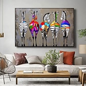 voordelige Schilderijen van dieren-Hang-geschilderd olieverfschilderij Handgeschilderde Horizontaal Dieren Tekenfilm Modern Zonder Inner Frame (Geen frame)