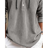 olcso alkalmi férfi ingek-Férfi Ing Alkalmi ing Kordbársony Ing Medence Fehér Sötétkék Stétszürke Hosszú ujj Sima Kapucni Hétköznapi Napi Kapucni Ruházat Szüret Divat Utcai sikk Napi