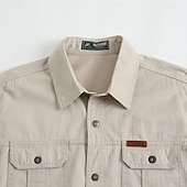 cheap Men&#039;s Work Shirts-Men&#039;s Casual Shirt Work Shirt Button Up Shirt Dark Navy khaki Light Grey Army Green Long Sleeve Solid / Plain Color Lapel Vacation Holiday Button-Down Clothing Apparel Cotton Fashion Casual