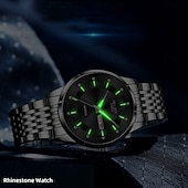 baratos Relógios Quartz-Relógio de Pulso Masculino Avançado Relógio de Quartzo Fashion Masculino Case de Aço Inoxidável Strap Data do Calendário Dial Luminosa A Melhor Opção de Presente para Homens
