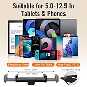 preiswerte Tablet Ständer-Neuer verstellbarer, universeller 360-Grad-Dreh-Handyhalter aus Metall fürs Bett, kompatibel mit iPad, iPhone, Kindle, Samsung und anderen Geräten von 5 bis 12,9 Zoll.