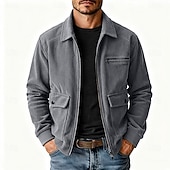 economico Giubbotti Casual-Per uomo Giacca Leggera Giacca in Velluto a Coste Giacca Casual Giacca da Lavoro Vacanza Casuale Traspirante Tasca Primavera Autunno Inverno Semplice Moda Classico Bavero Regolare Nero Cachi Verde