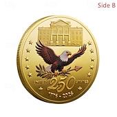  Памятные монеты к 250-летию – коллекционные монеты с изображением золотого американского флага и Колокола Свободы, прочные металлические юбилейные монеты для демонстрации, патриотические коллекционные монеты к полувековому юбилею.