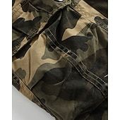 baratos Calças Cargo-Men's Cargo Pants Trousers Drawstring Elastic Waist Multi Pocket Camo Windproof Wearable Daily Outdoor Camping &amp; Hiking Streetwear Stylish ArmyGreen Khaki Micro-elastic