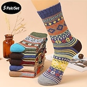 お買い得  メンズソックス-男性用 5ペア マルチパック ソックス ランニングソックス カジュアルソックス Multi Color カラー アーガイル柄 バケーション スポーツ 日常 ベーシック 温か生地 秋 冬 ファッション カジュアル